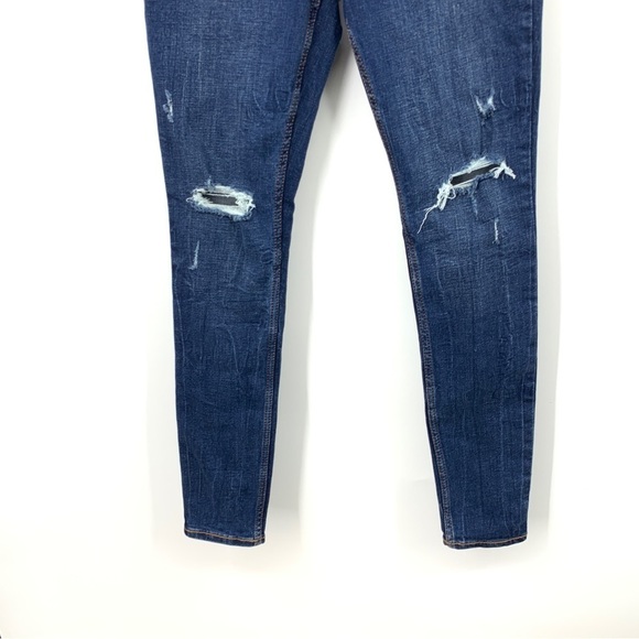 Old Navy Women 4 Jeans Rockstar Super Skinny Dark Wash Distressed Mid Rise - Picture 3 of 9
